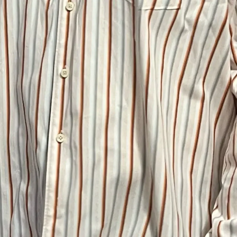 Tommy Bahama XXL striped cotton button down shirt orange gray white casual - Picture 5 of 10